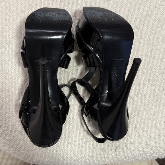 YSL Black Patent Tribute Platform Sandal - Picture 6 of 9